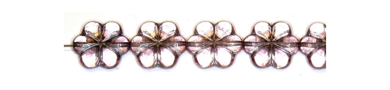 Perle en verre de Bohème en forme de fleur , 16mm ,   70110/54201 