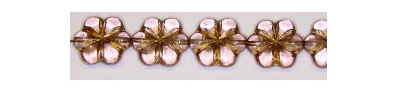 Perle en verre de Bohème en forme de fleur , 16mm ,   70110/54202 