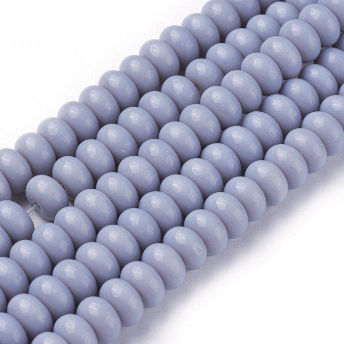 Perles de verre opaque forme rondelle 8x4mm  (x50)  couleur bleu acier