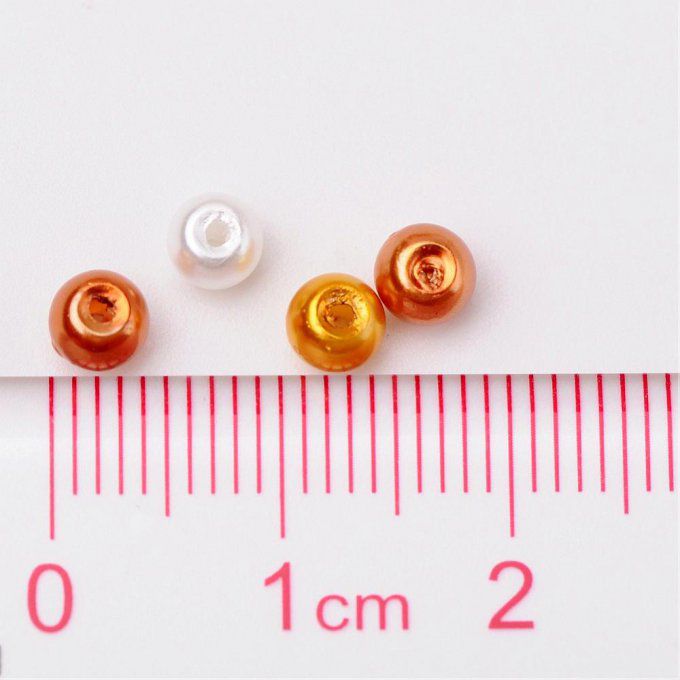 Mélange de 400 perles nacrées Ø4mm Mix of caramel