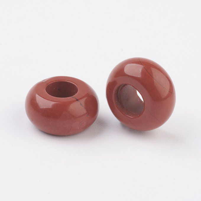 Perle Européenne en jaspe naturelle rouge  Ø 12x6 mm  
