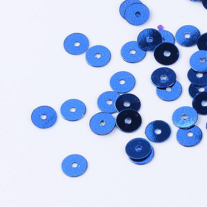 Paillettes / sequins forme rond/plat  diamètre 5mm couleur bleue (env 1000)