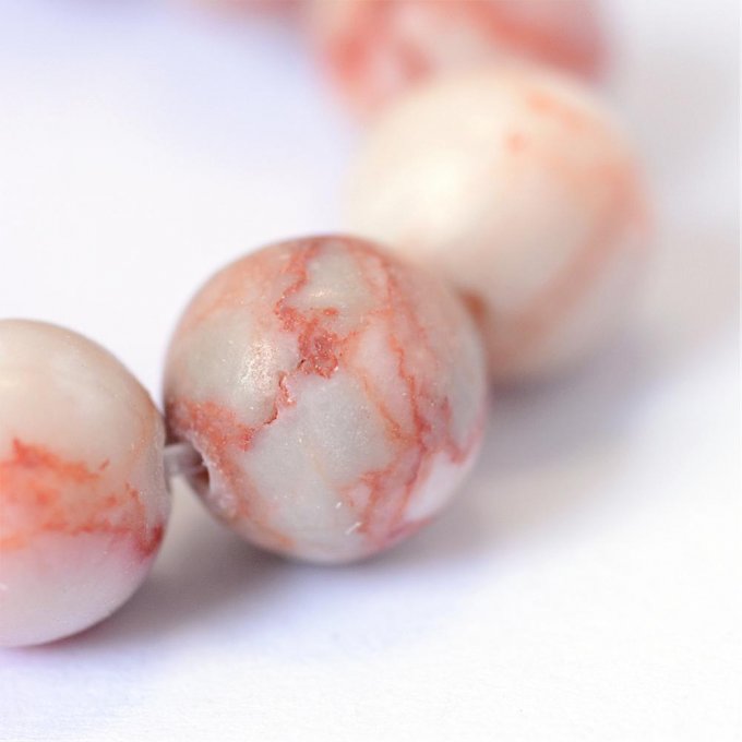 Perle ronde en Jaspe de  netstone  rouge naturelle diamètre 8-8.5mm  