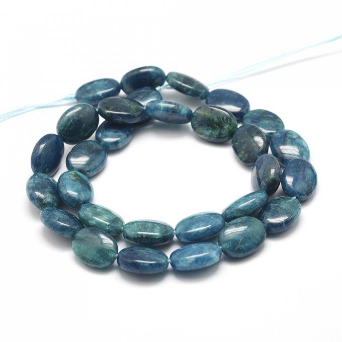 Perle en apatite bleue naturelle 14x10x5mm