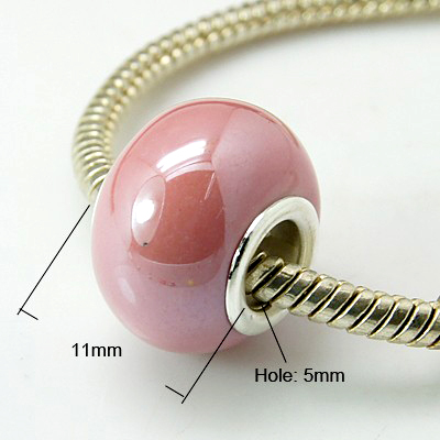Perle Européenne porcelaine-métal rose