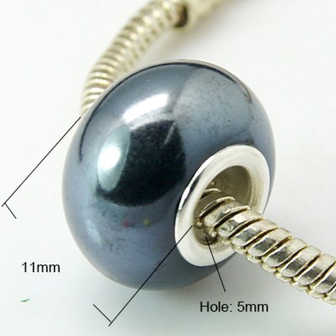 Perle Européenne porcelaine-métal noir
