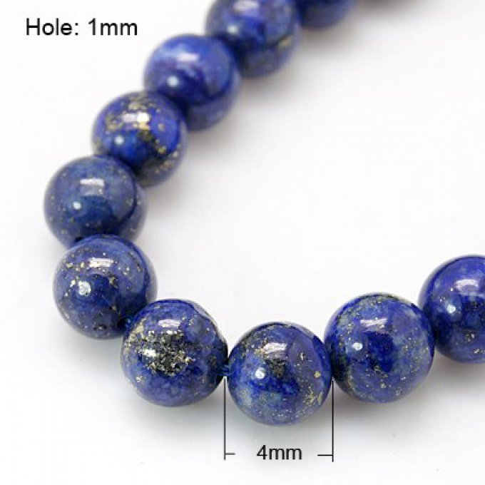Lapis lazuli ronde diamètre 4 mm (x10)