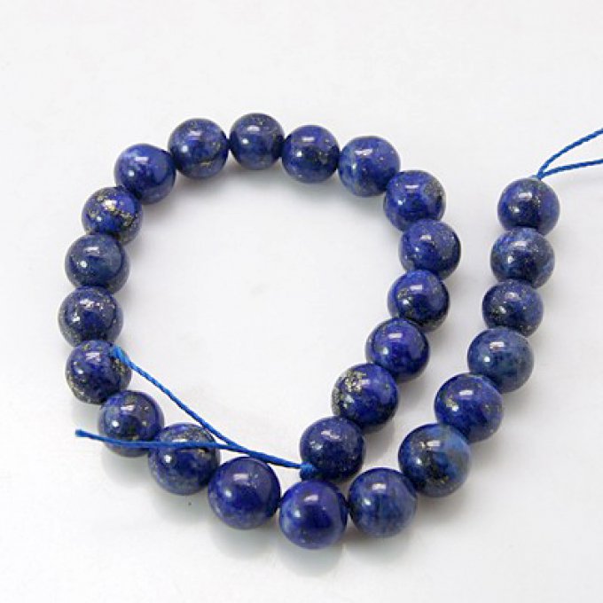 Lapis lazuli ronde diamètre 8 mm (x10)