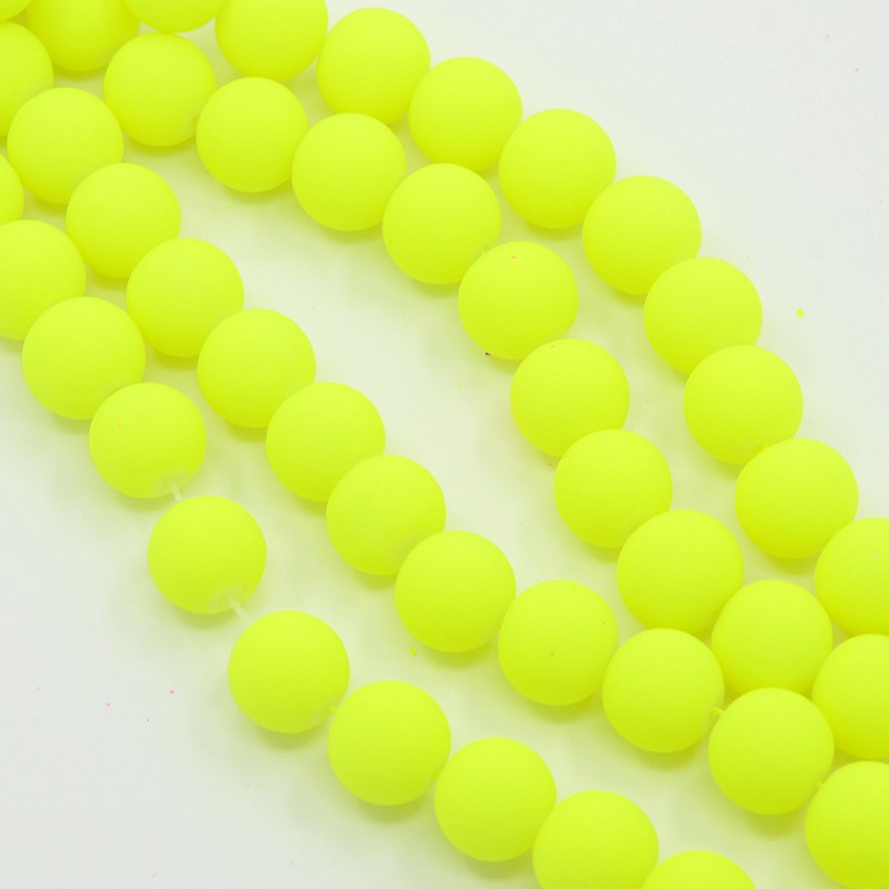 Perles de verre fluo diamètre 12 mm jaune (x10)