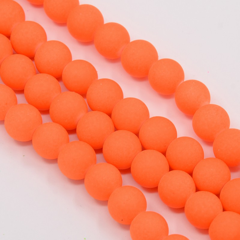 Perles de verre fluo diamètre 10 mm orange (x10)