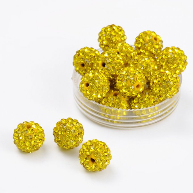 Perle en argile polymère avec strass ,citrine