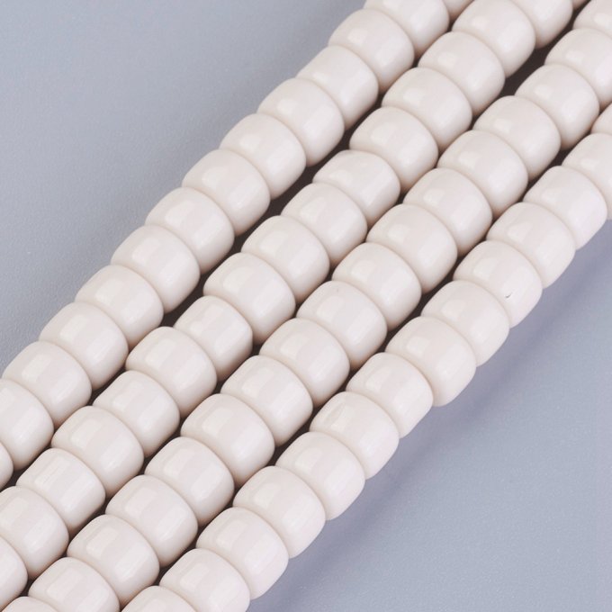 Perles de verre en forme de colonne 8x5~6mm coloration  coquillage (x10) 