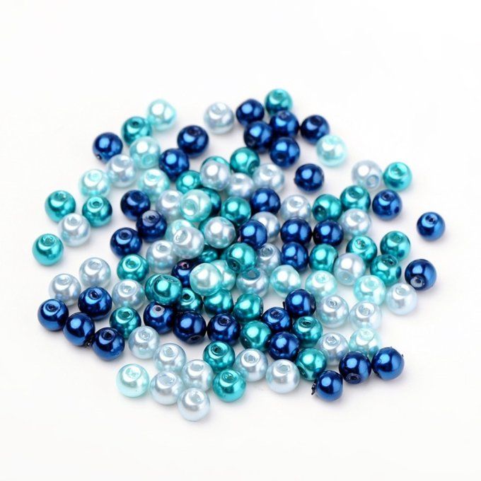 Mélange de 200 perles nacrées Ø6mm Bleu Caraïbes