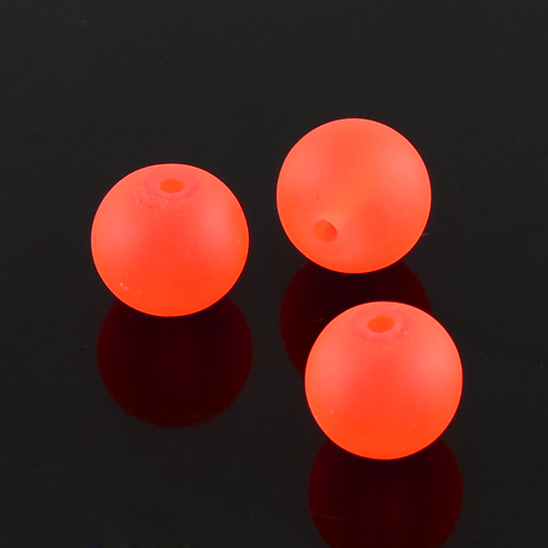 Perles verre transparent givré Ø10mm rouge orangé (x25)