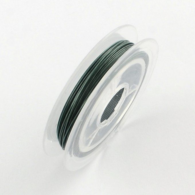 Fil câblé en acier revêtu nylon diamètre 0.45mm / long 10m couleur vert mer clair