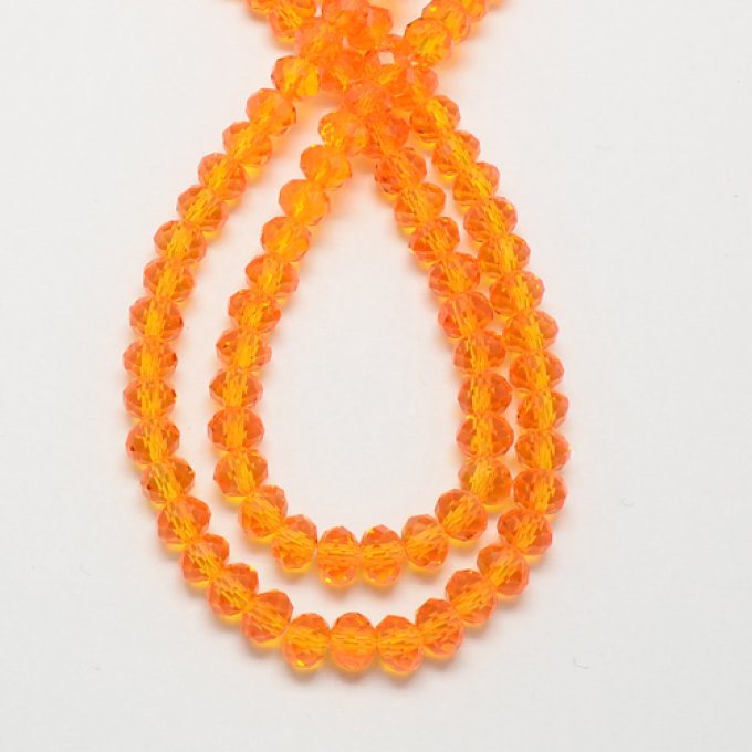 Perles facettées,forme d'abaque 4x3mm orange (x50)