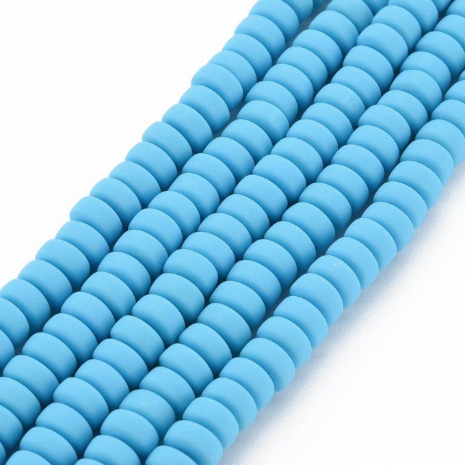 Perles Heishi en pâte polymère 6.5x3mm (x1 chapelet) couleur bleu ciel