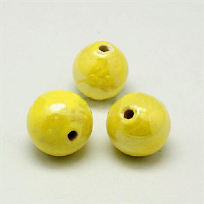 Perles porcelaine nacrée  Ø 8 mm jaune