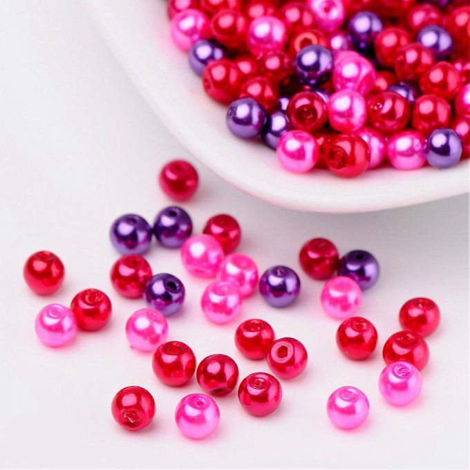 Mélange de 400 perles nacrées Ø4mm Saint Valentin