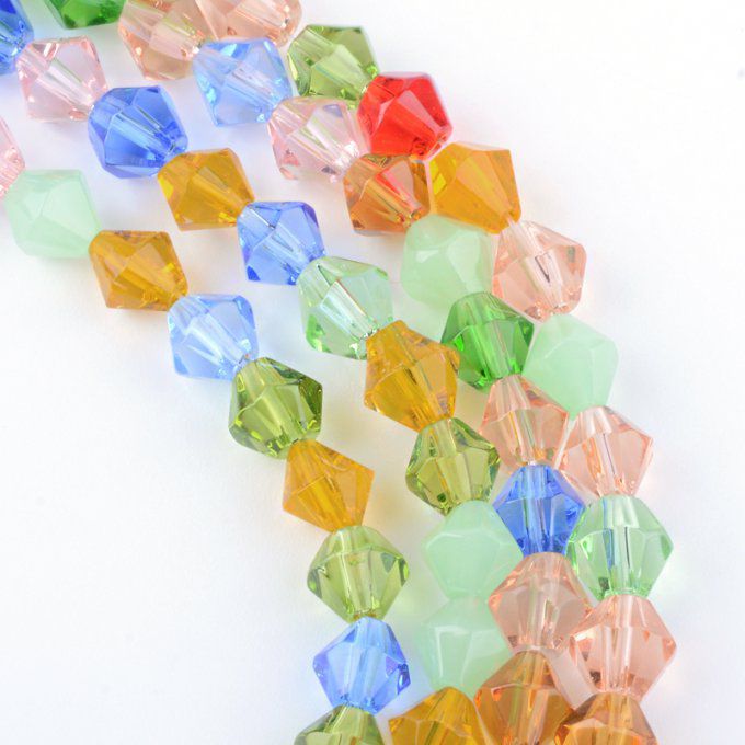 Perles facettées,forme de toupie 4mm mélange de couleurs  (env 80/85) 
