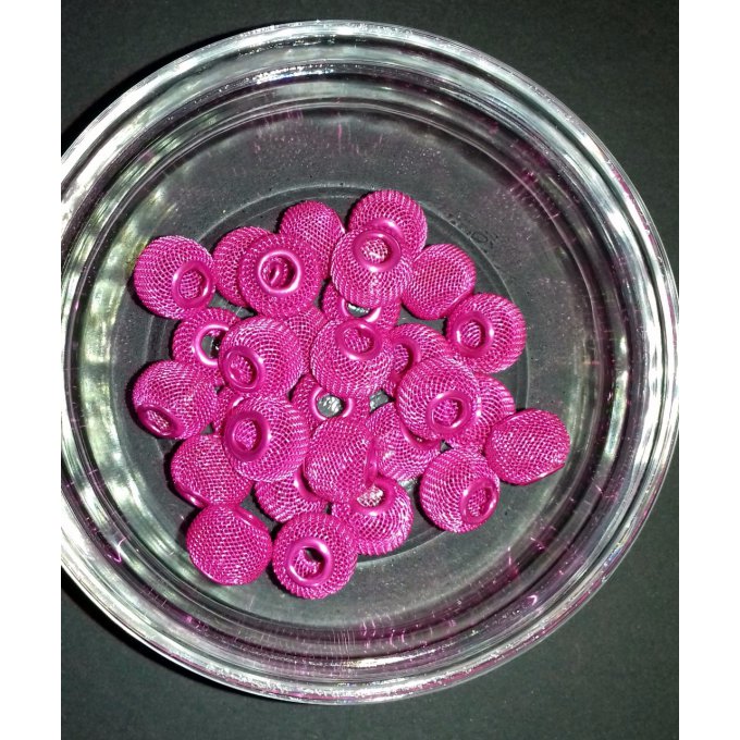 Perles en maille métallique Ø 14mm  rose