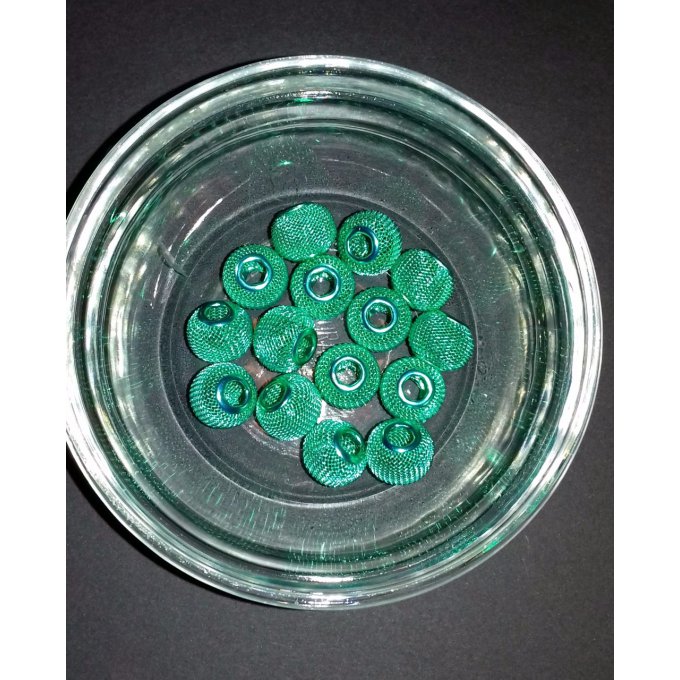 Perles en maille métallique Ø 14mm vert