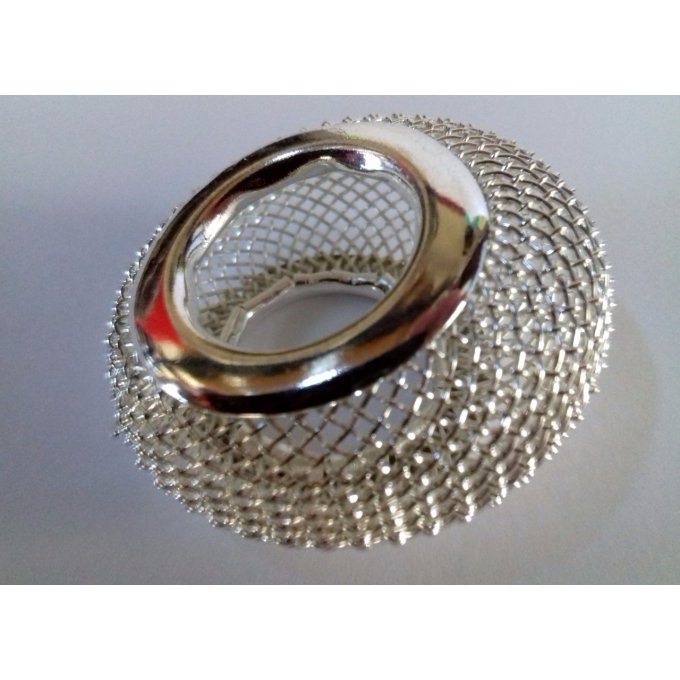 Perle en maille métallique diamètre 38mm couleur argent