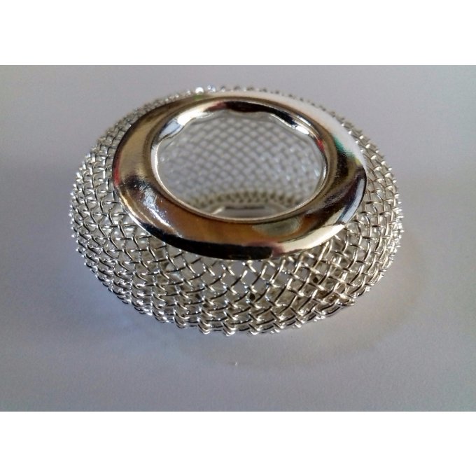 Perle en maille métallique diamètre 38mm couleur argent