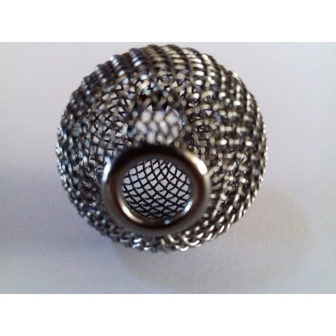 Perle en maille métallique diamètre 30x25mm couleur gris foncé