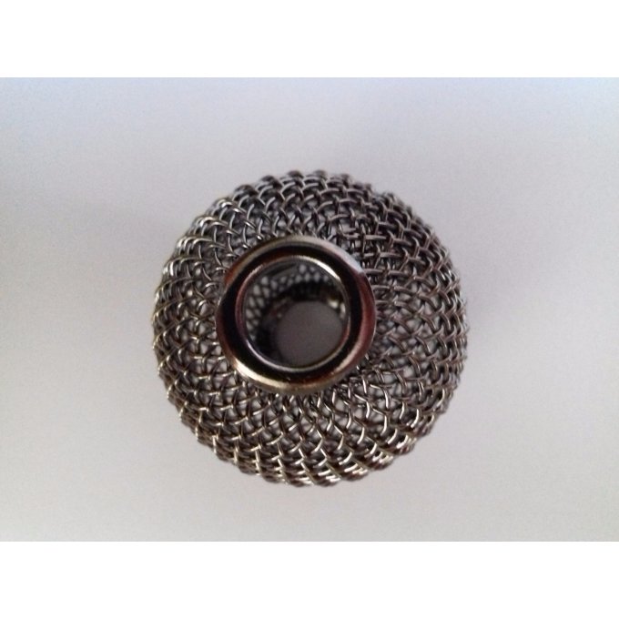 Perle en maille métallique diamètre 30x25mm couleur gris foncé