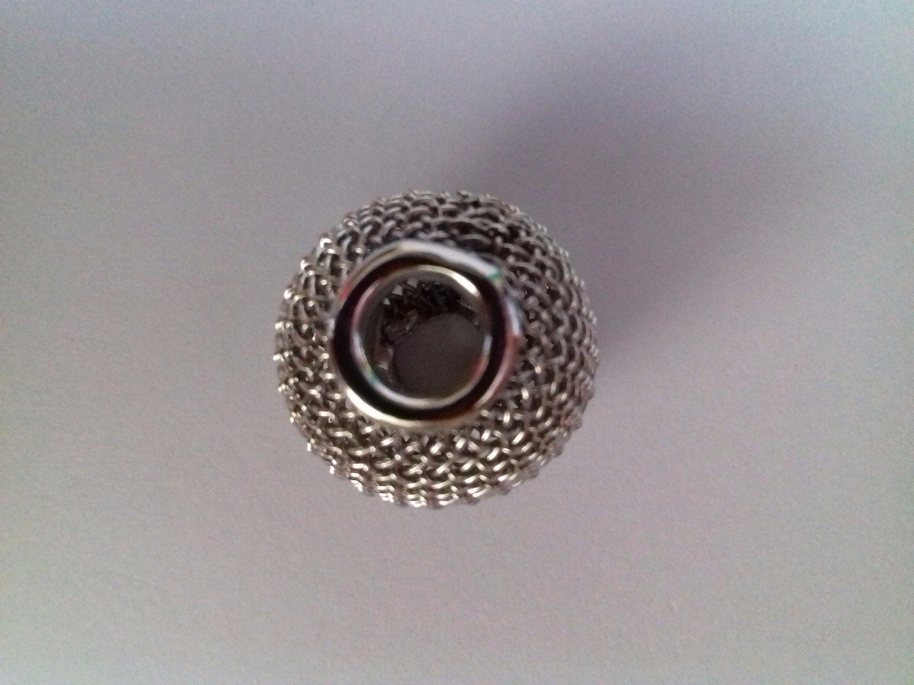Perle en maille métallique diamètre 25x20mm couleur platine