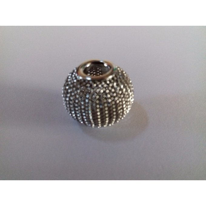 Perle en maille métallique diamètre 16x15mm couleur platine