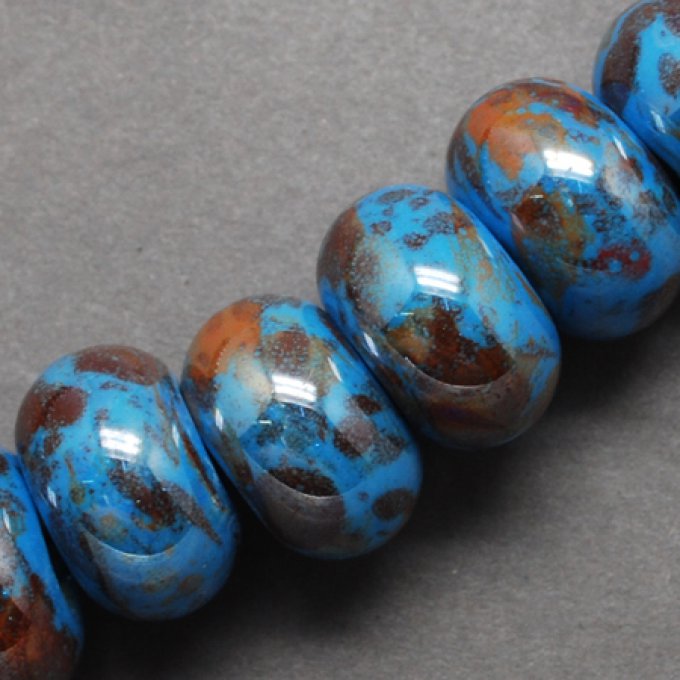 Perles  céramiques Ø12x9mm bleu