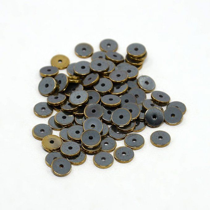 Perles Heishi en hématite synthétique (non magnétique)  6x1mm dorée antique (environ 50)