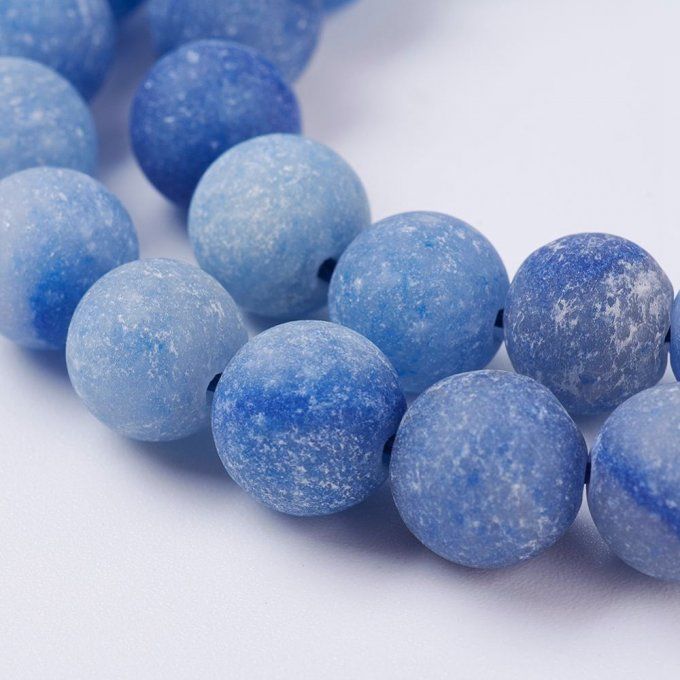 Perle ronde en Aventurine bleue mate naturelle diamètre 8mm 