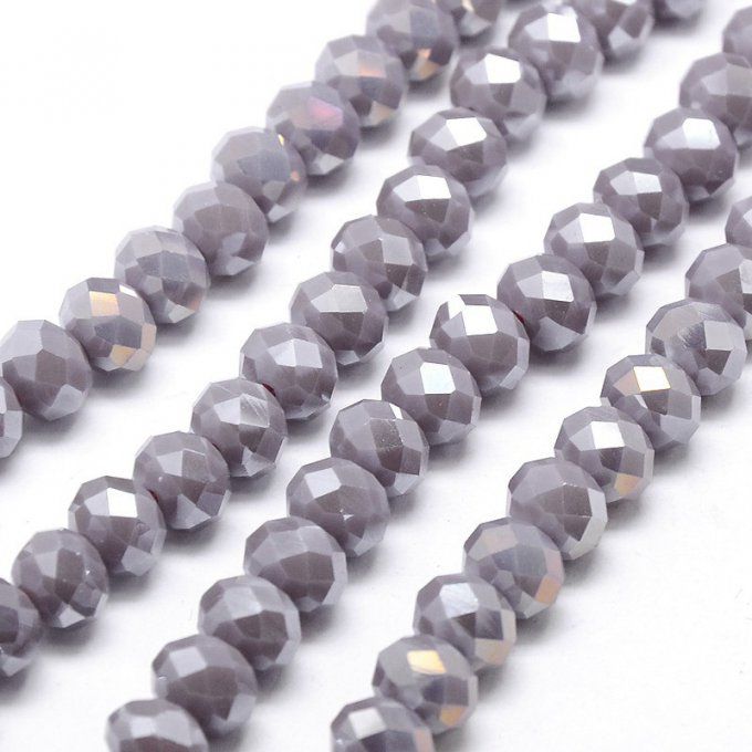 Perles facettées,opaque ,forme abaque 8x6mm pourpre AB  (x10) 