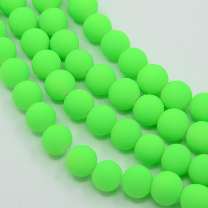 Assortiment 12 perles de verre fluo diamètre 12 mm