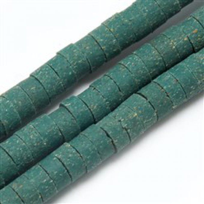 Perles Heishi en pâte polymère 6.5x3mm (x1 chapelet) couleur vert mer