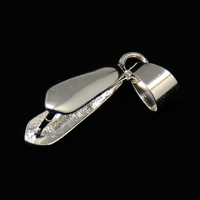 10 Bélières à pincer 19x10x4mm , argent (D318-S)