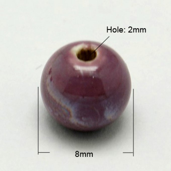 Perles porcelaine nacrée  Ø 8 mm orchidé