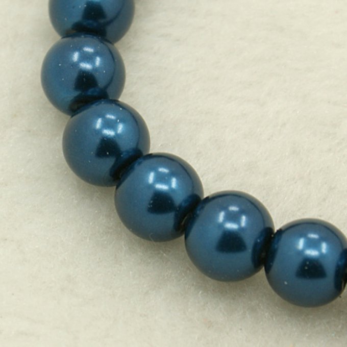 Perles rondes ,nacrées ,6 mm, bleu acier (x25)
