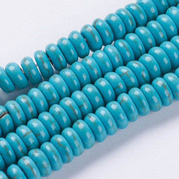Perles Heishi en turquoise synthétique colorée 6x3mm (1 chapelet 130/140 perles)