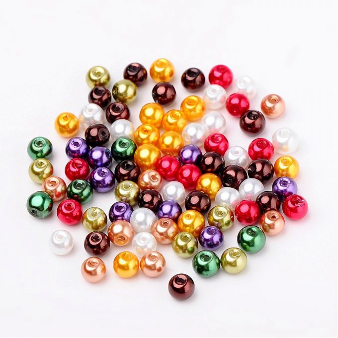 Mélange de 200 perles nacrées Ø6mm  Multicolore