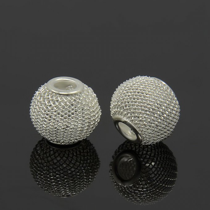 Perles en maille métallique Ø16mm couleur argent