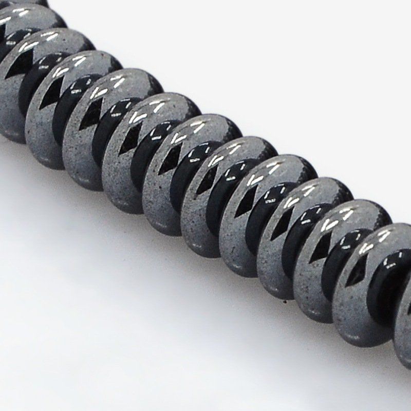 Perles forme abaque en hématite synthétique 7x2mm couleur noir (x10)