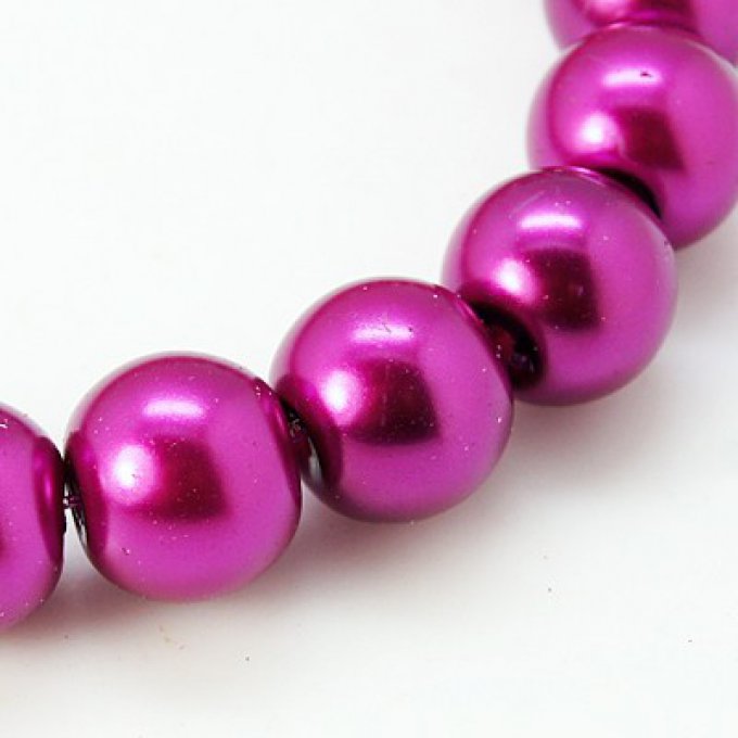 Perles rondes ,nacrées ,4 mm, magenta  (env 50)