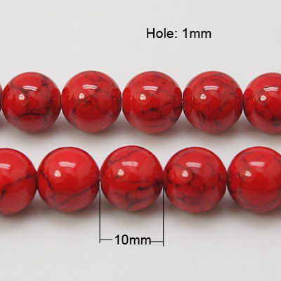 10 perles rondes 10mm en turquoise synthétique colorée couleur rouge 