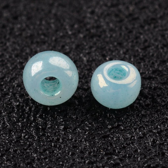 Perles de rocaille 3mm,ceylan rond , aqua (20g)