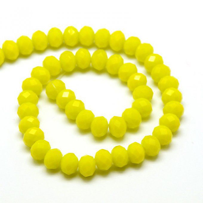 Perles facettées,opaque ,forme abaque 8x6mm jaune (x10)