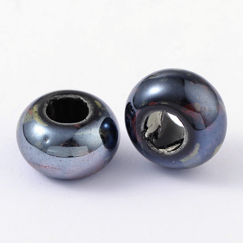 Perle Européenne céramique Ø15mm gris ardoise